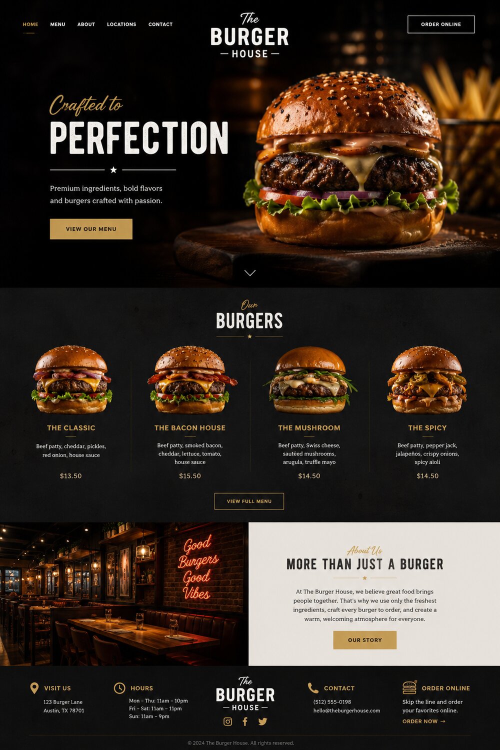 The Burger House restaurant website by Boost Social