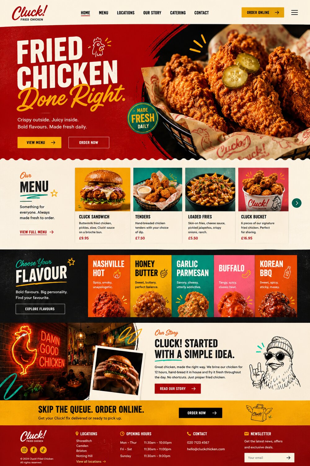 Cluck Fried Chicken restaurant website by Boost Social